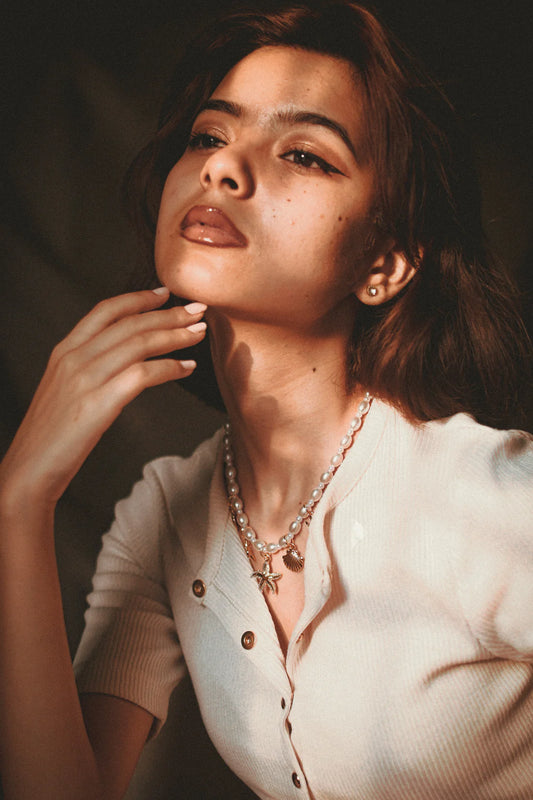 RAIRA Beach-Inspired Gold Pearl Choker – Single Layer Neclace Gift For Women & Girl's