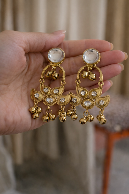 Gold Plated Chandbali Jhumka Earring