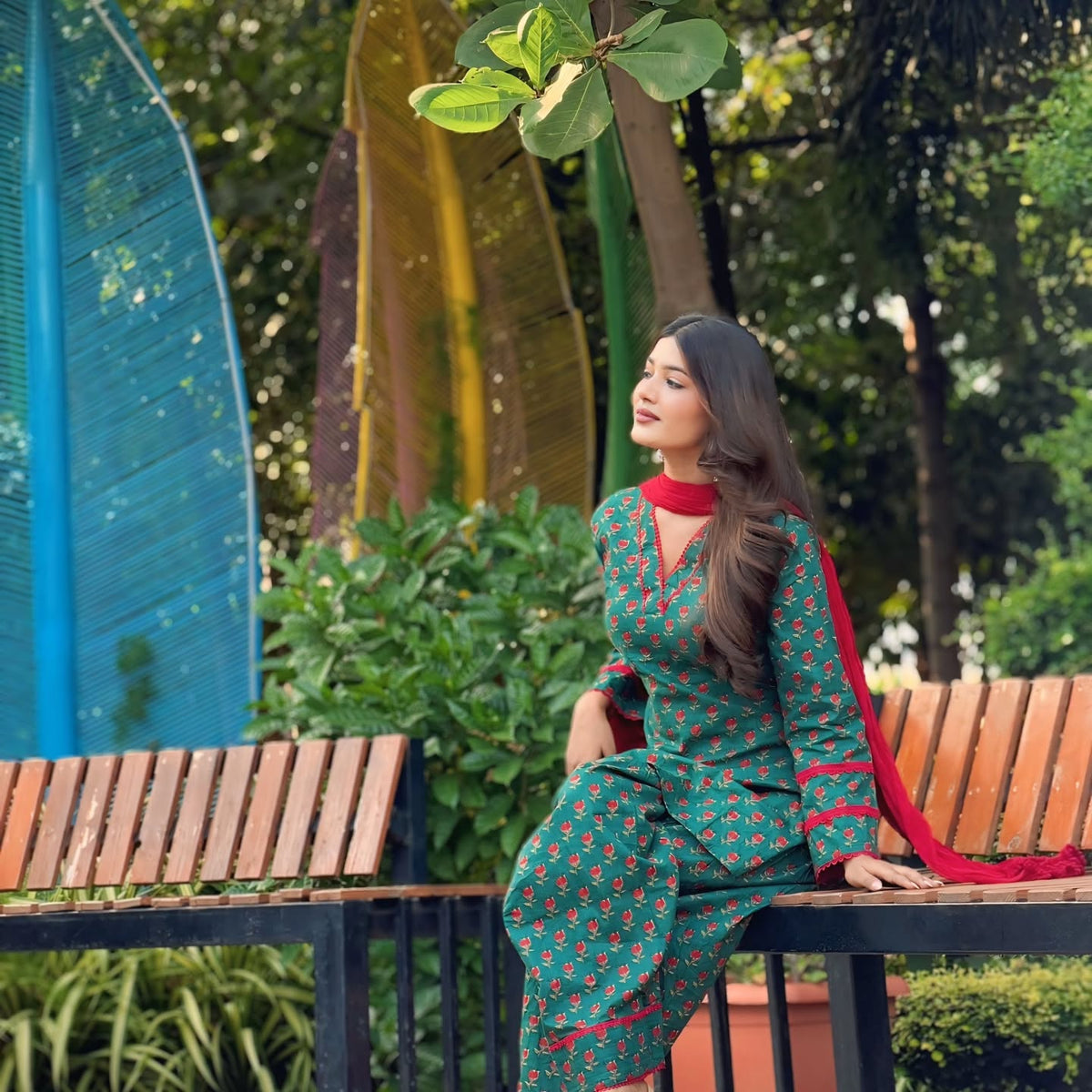 Green Farshi Salwar Suit Set