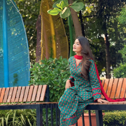 Green Farshi Salwar Suit Set