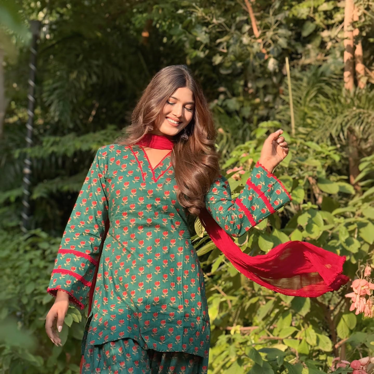 Green Floral Farshi Suit 