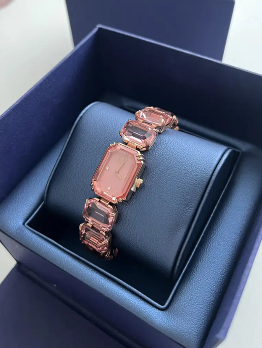 RAIRA Octagon Cut Bracelet, Pink, Rose Gold-Tone Finish Fancy Watch For Women & Girl's