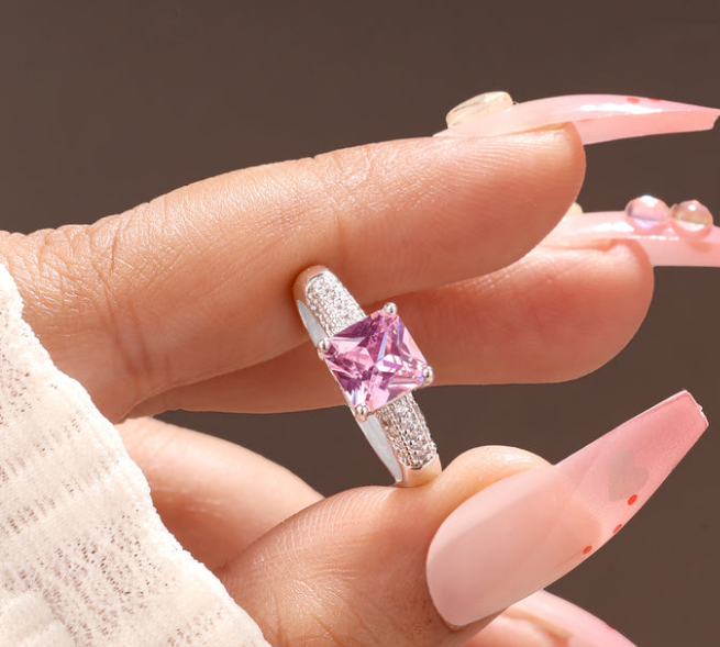 RAIRA Pink Blind Date Bling Solitaire Ring For women's & Girls