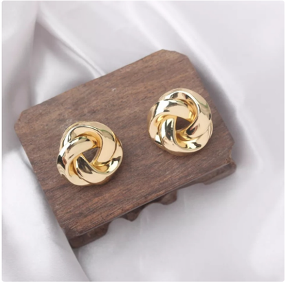 Gold Silver Chunky Knot Stud Earrings for Women, Vintage Twisted Geometric Statement Stud Earrings, Trendy Sincere Gifts for Wife