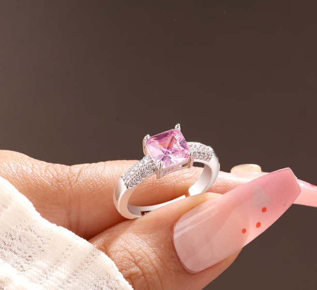 RAIRA Pink Blind Date Bling Solitaire Ring For women's & Girls