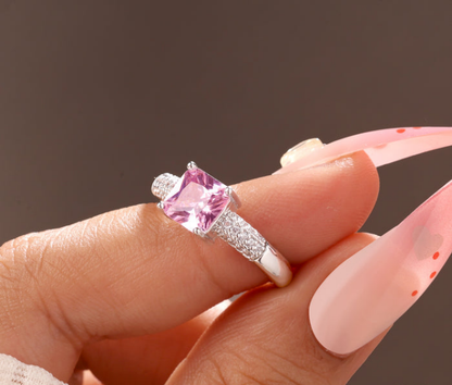 RAIRA Pink Blind Date Bling Solitaire Ring For women's & Girls