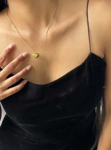 RAIRA Double Sided Anti Tarnish Gold Plated Stainless Steel Necklace Chain Heart Pendant Neckpiece Jewellery, Gifts for Women and Girls