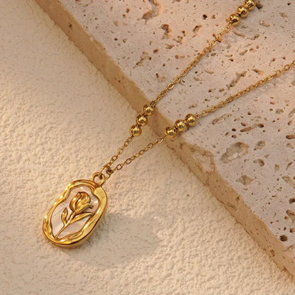 RAIRA Elegant Tulip 304 Stainless Steel Acrylic 18K Gold Plated Inlay Pendant Necklace Gift Girlfriend Women Sister mother for women and Girls