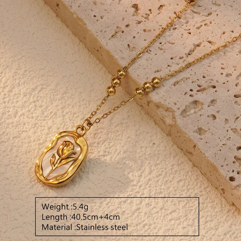RAIRA Elegant Tulip 304 Stainless Steel Acrylic 18K Gold Plated Inlay Pendant Necklace Gift Girlfriend Women Sister mother for women and Girls