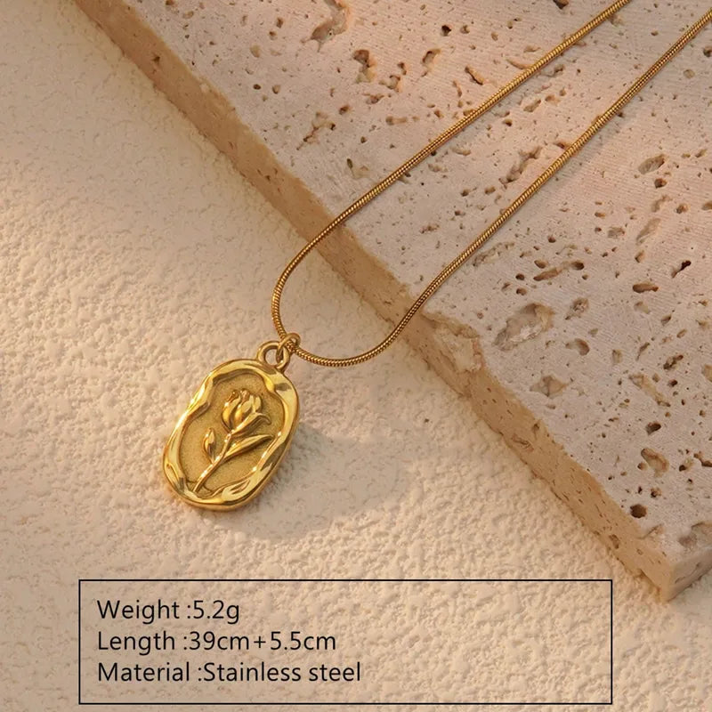 RAIRA Elegant Tulip 304 Stainless Steel Acrylic 18K Gold Plated Inlay Pendant Necklace Gift Girlfriend Women Sister mother for women and Girls