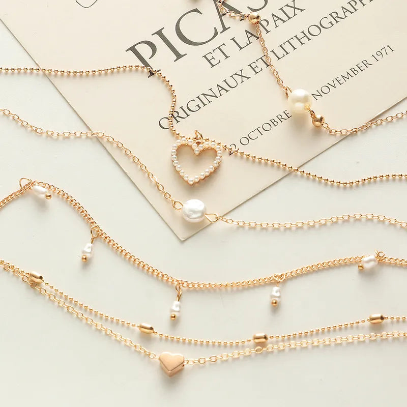 RAIRA Elegant Simple Style Heart Alloy Wholesale Layered Necklaces