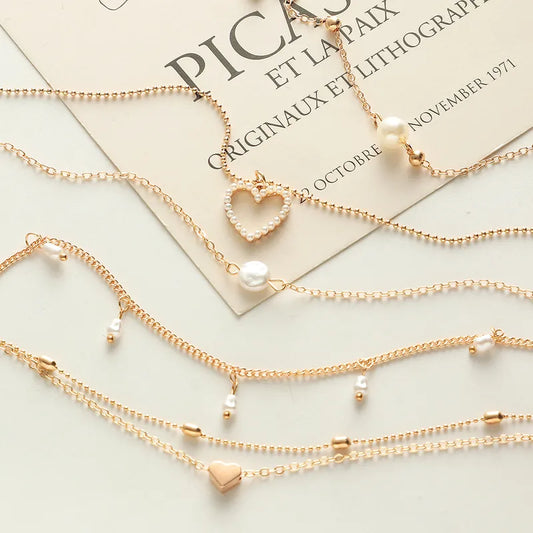 RAIRA Elegant Simple Style Heart Alloy Wholesale Layered Necklaces