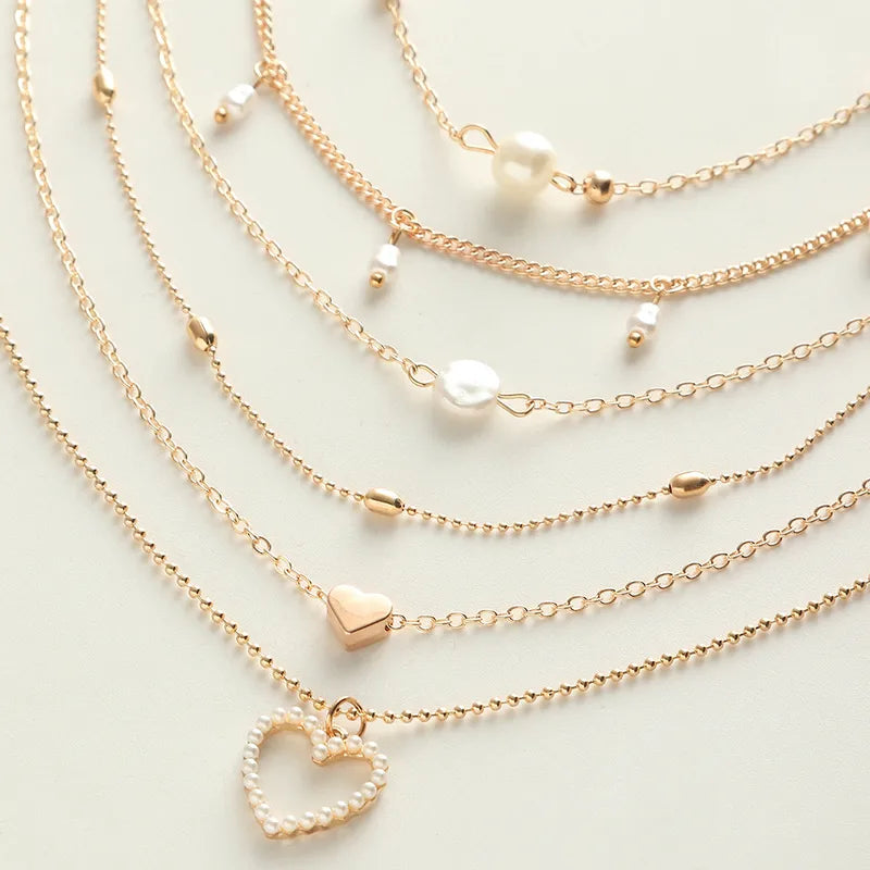 RAIRA Elegant Simple Style Heart Alloy Wholesale Layered Necklaces
