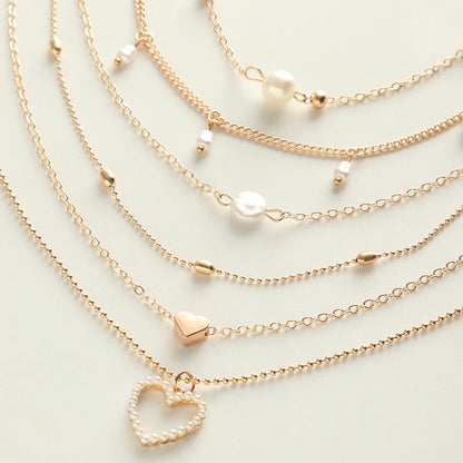 RAIRA Elegant Simple Style Heart Alloy Wholesale Layered Necklaces