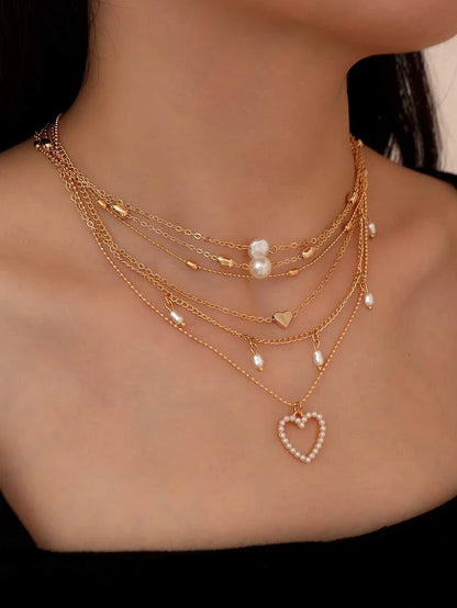 RAIRA Elegant Simple Style Heart Alloy Wholesale Layered Necklaces