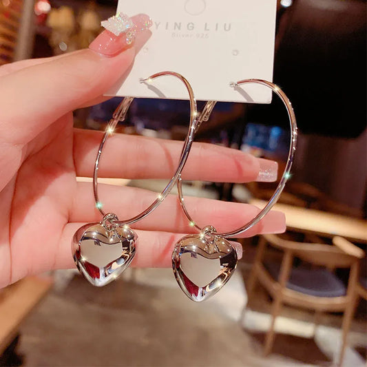 RAIRA Elegant Luxurious Queen Heart Shape Alloy Silver Plated Plating Drop Earrings For Women & Girl’s