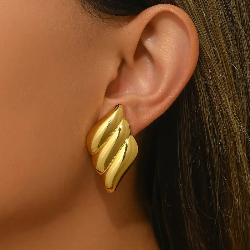RAIRA 1 Pair Simple Style Classic Style Streetwear Geometric 304 Stainless Steel Imitation 18k Gold plated Ear Studs For Women & Girls
