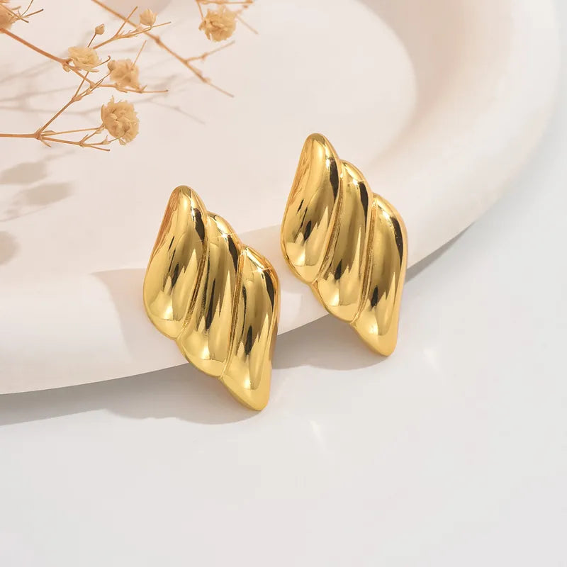 RAIRA 1 Pair Simple Style Classic Style Streetwear Geometric 304 Stainless Steel Imitation 18k Gold plated Ear Studs For Women & Girls