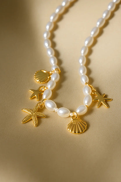 RAIRA Beach-Inspired Gold Pearl Choker – Single Layer Neclace Gift For Women & Girl's