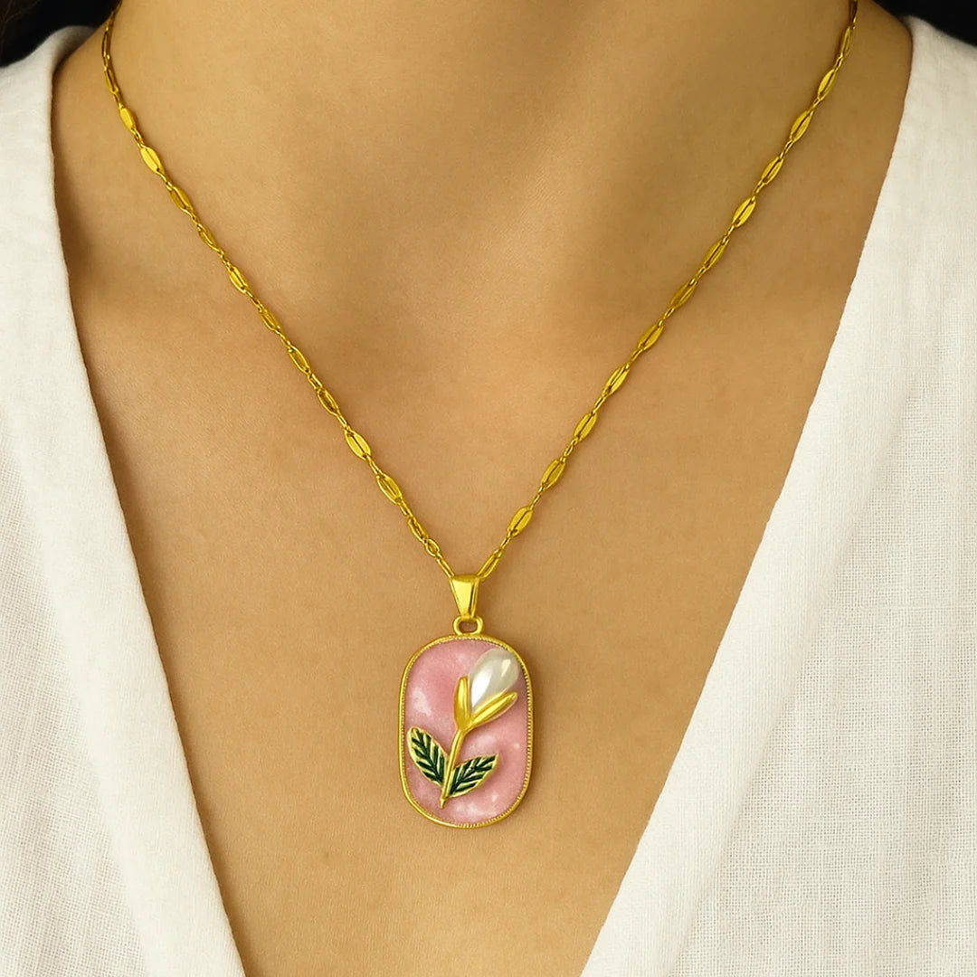 RAIRA Lilybud Pearl ,Blooming Pearl Pendant Necklace For Women's & Girl's