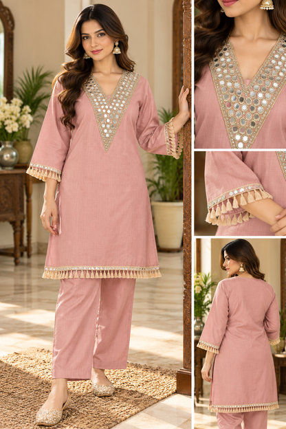 Kaftan Mirror Work Co-ords Set Kurta