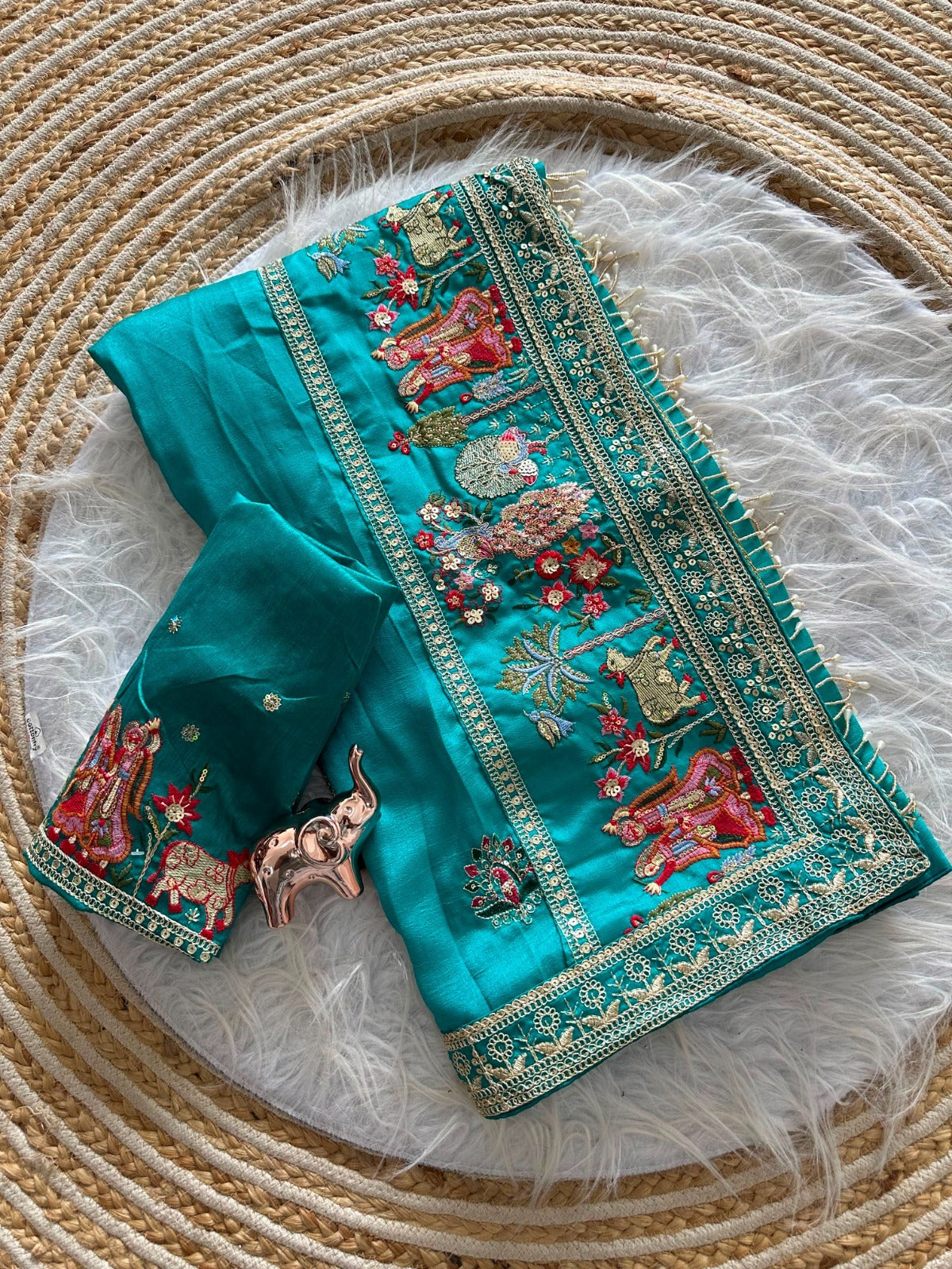 Karwa Chauth Blue Saree