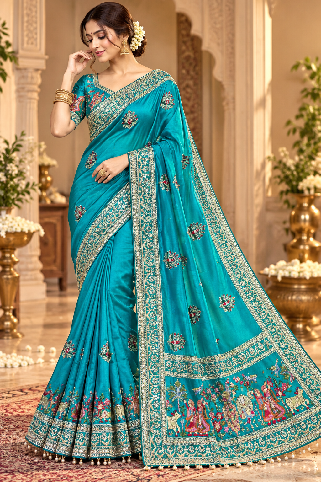 Karwa Chauth Special Blue Designer Saree