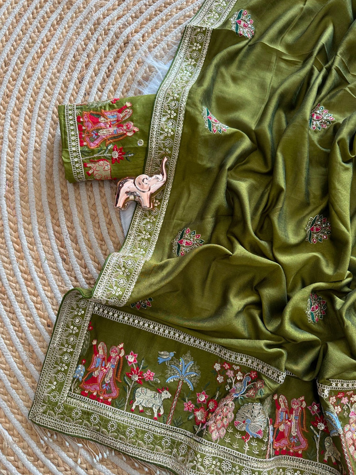 Karwa Chauth Special Green Designer Saree