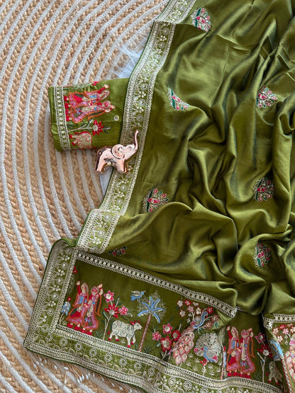 Karwa Chauth Special Green Designer Saree