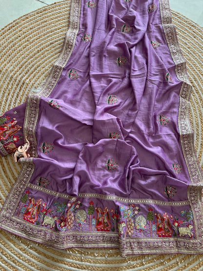 Karwa Chauth Special Lavender Designer Saree