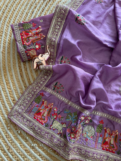 Karwa Chauth Special Lavender Saree