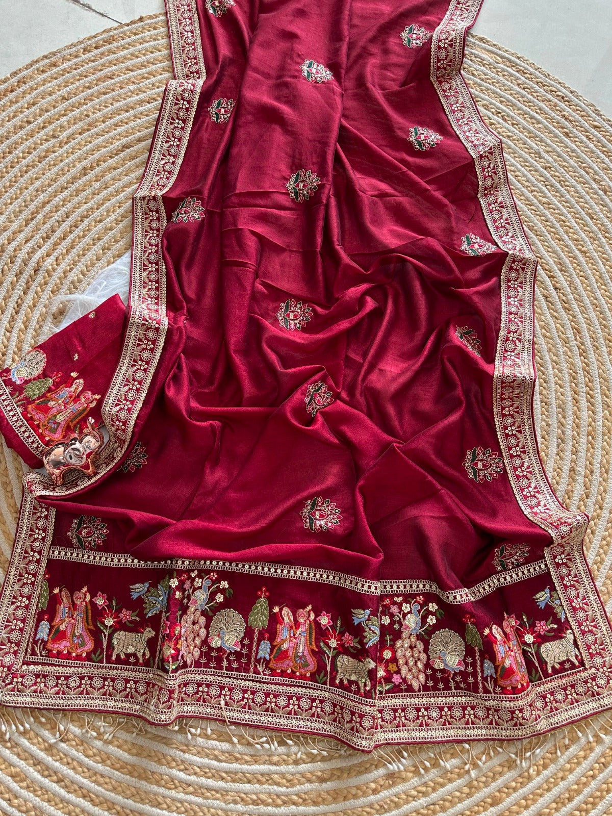 Karwa Chauth Special Maroon Designer Saree
