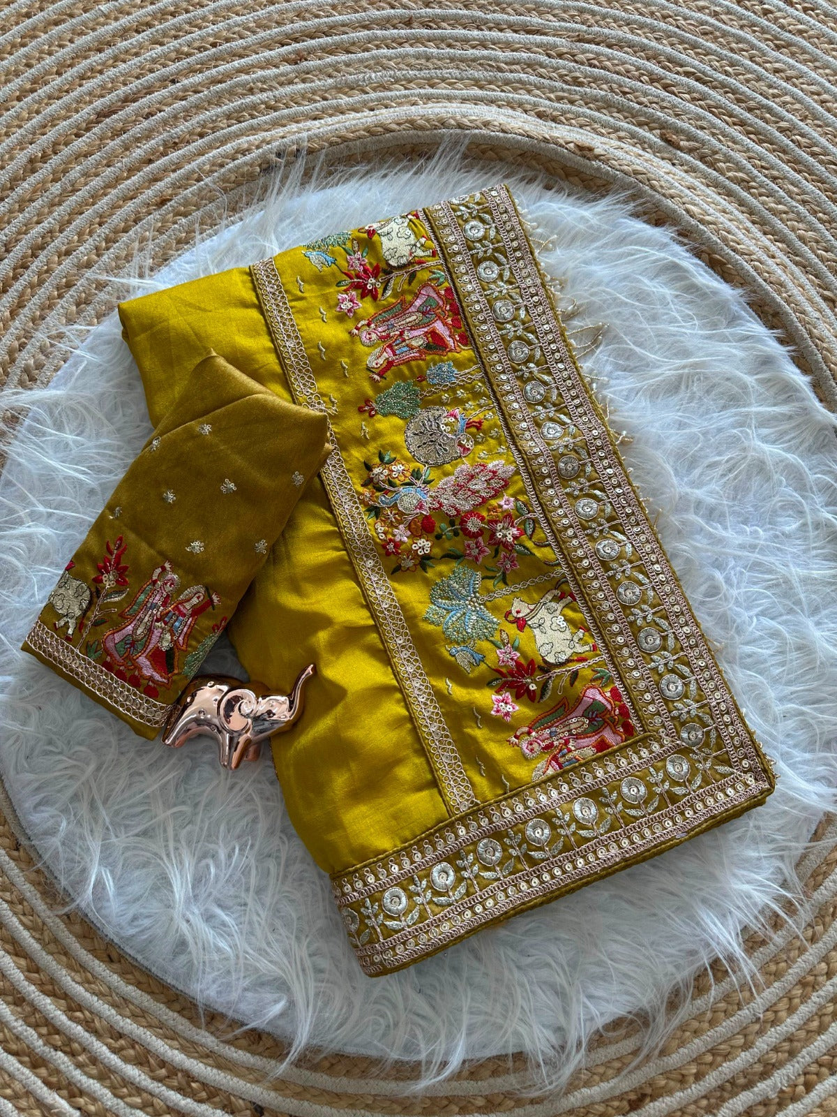 Karwa Chauth Special Musturd Yellow Designer Saree