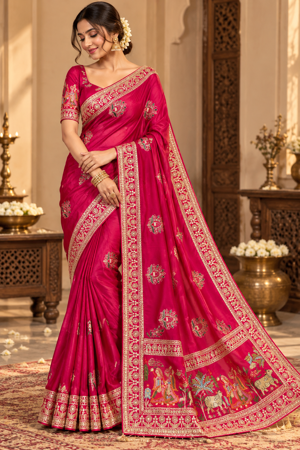 Karwa Chauth Special Pink Designer Saree