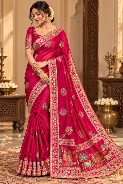 Karwa Chauth Special Pink Designer Saree
