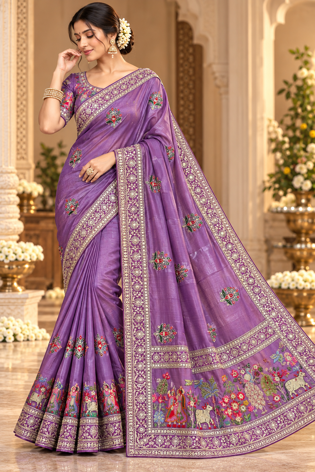 Karwa Chauth Special Purpel Designer Saree