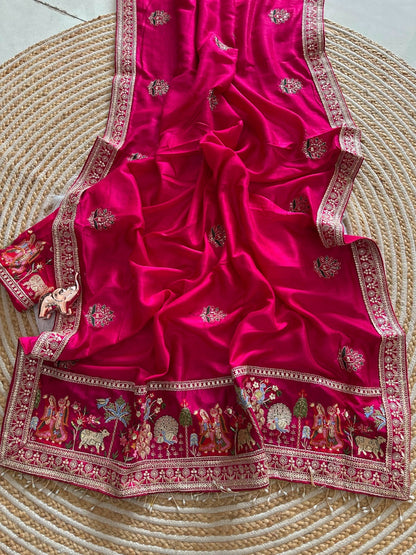 Karwa Chauth Special Rani Pink Saree