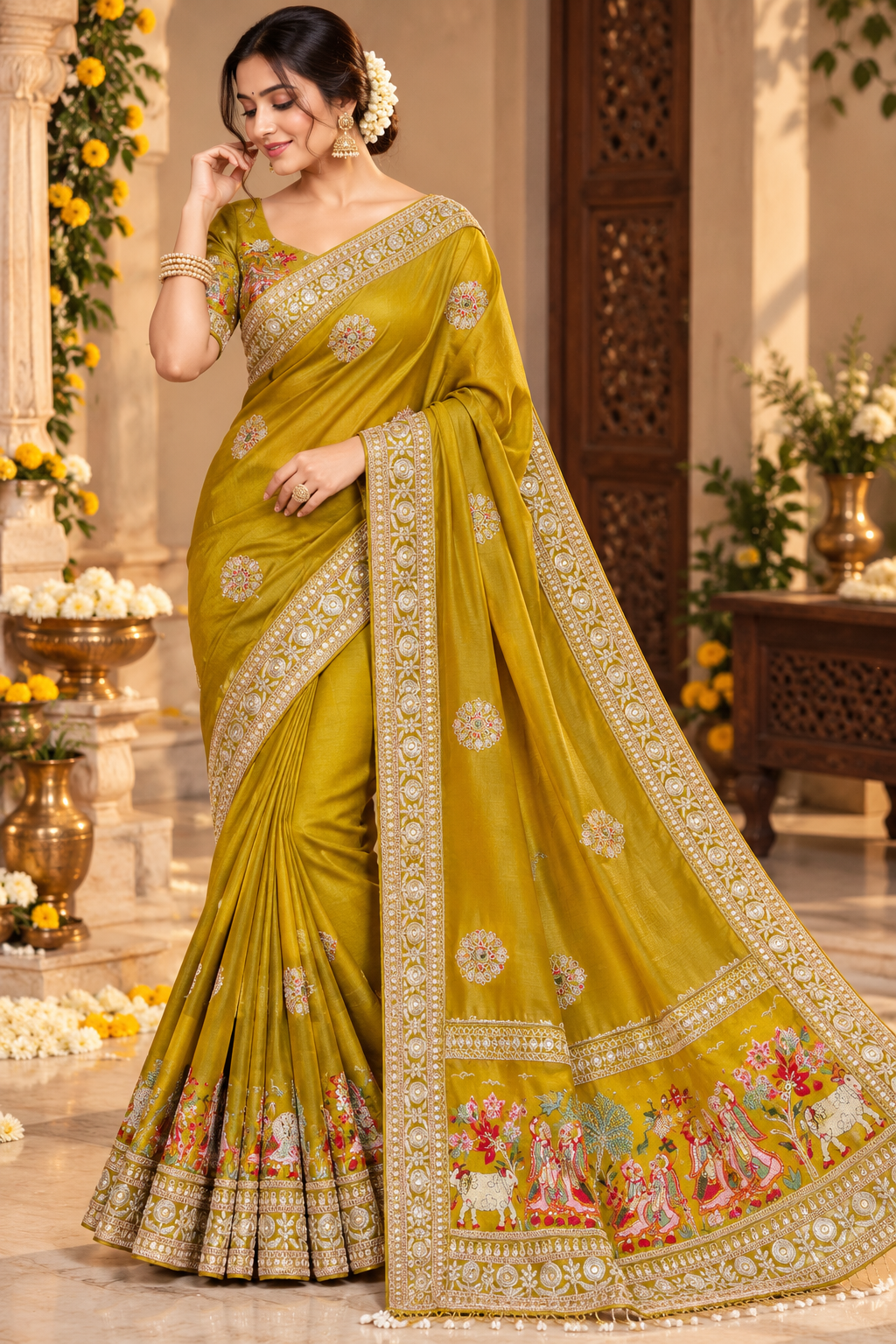 Karwa Chauth Special Yellow Designer Saree