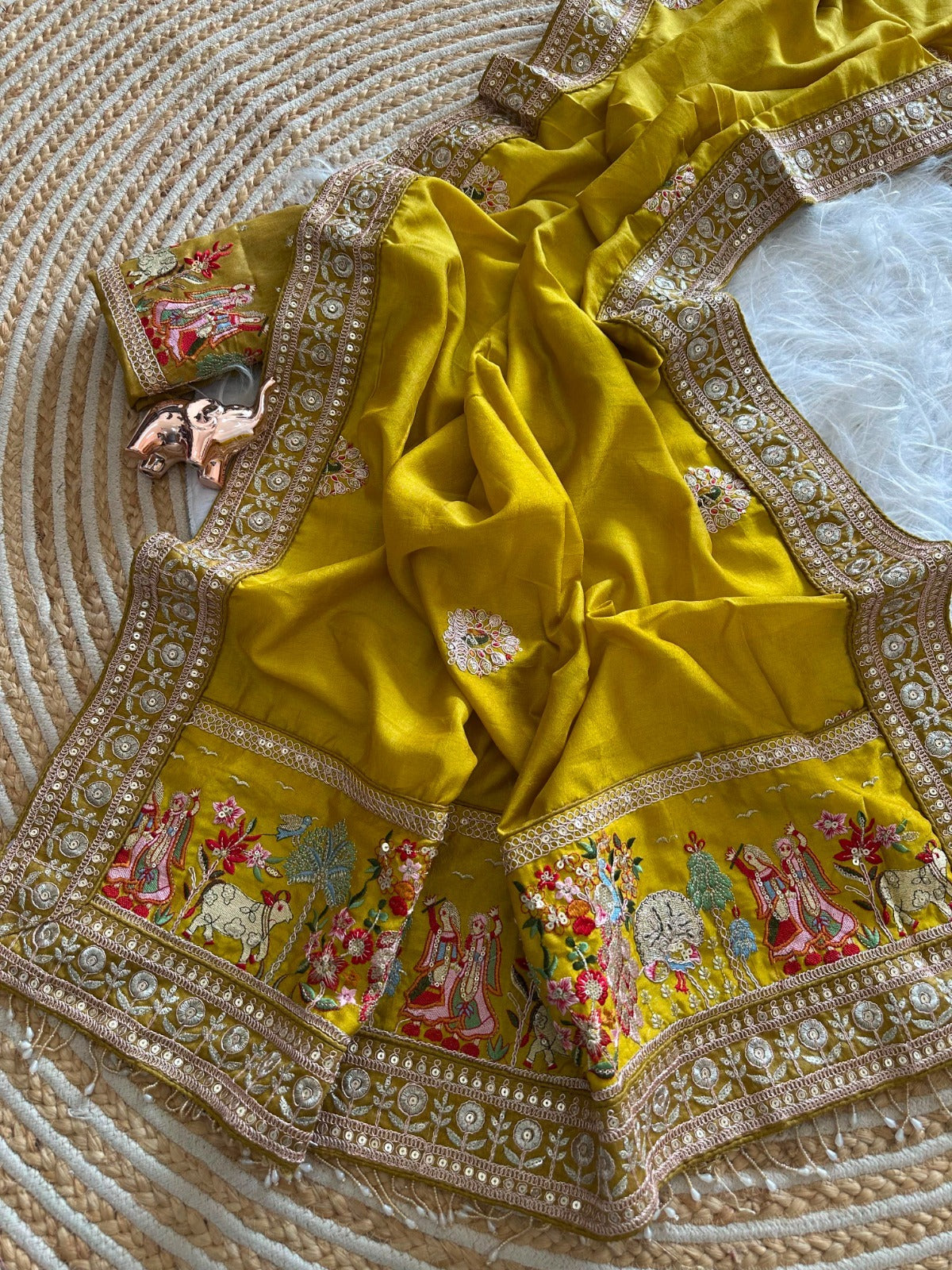Karwa Chauth Yellow Designer Saree