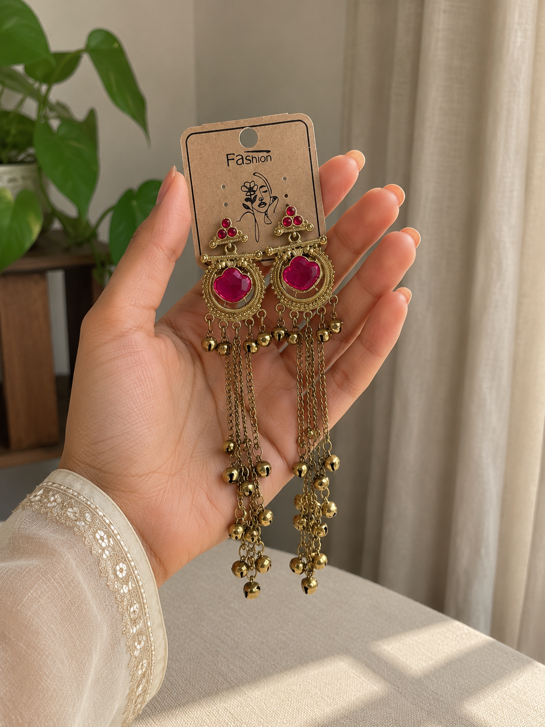 Kashmiri Long Chain Bell Earring