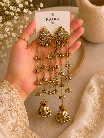 Kashmiri Long Chain Jhumka Earrings