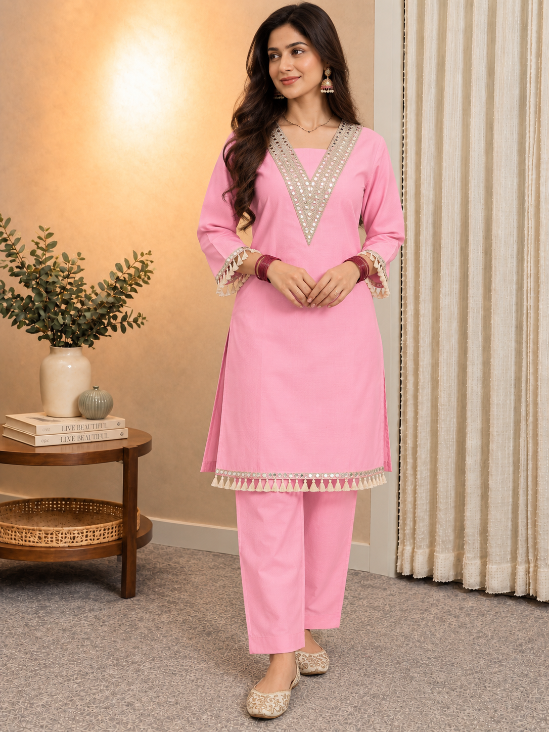 Mirror Work Kaftan Co-ords Set