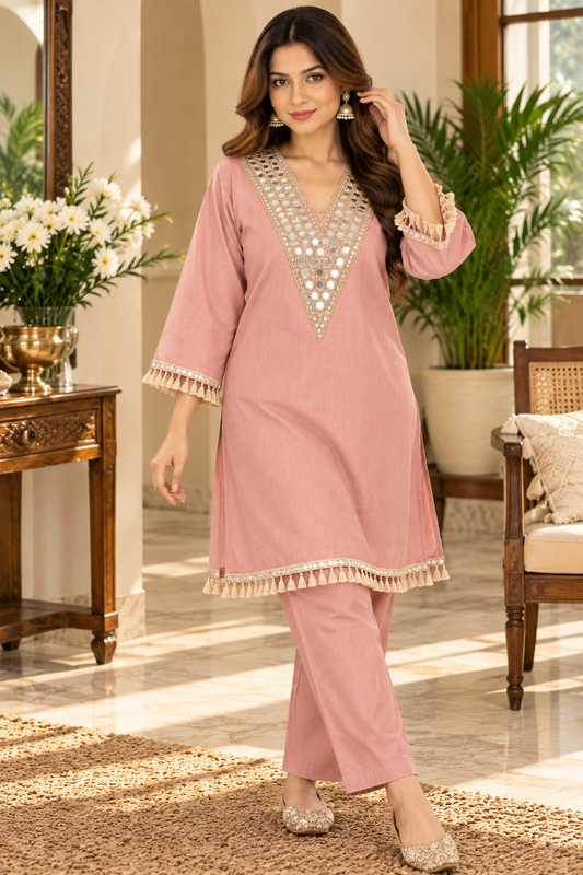 Mirror Work Kaftan Set