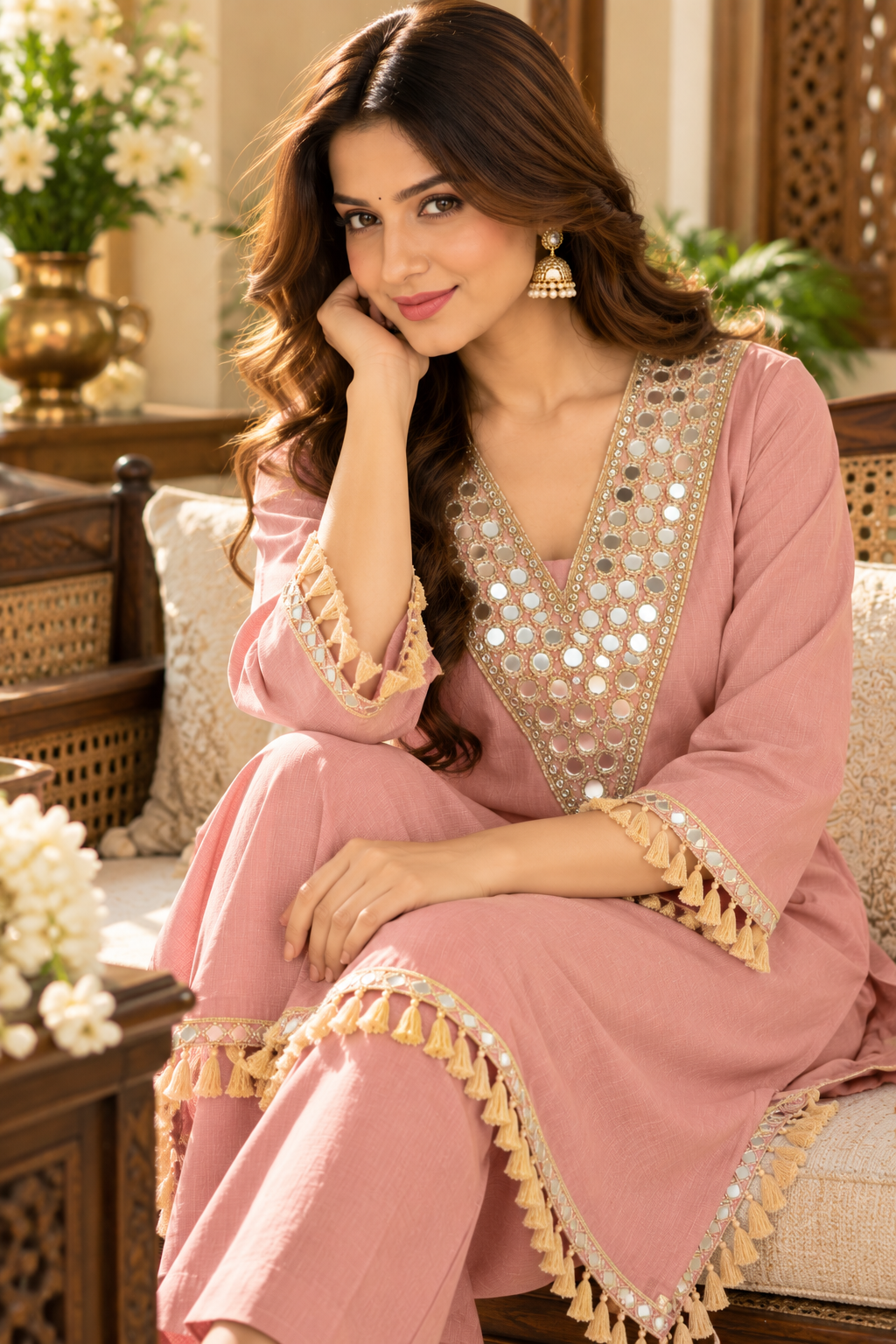 Mirror Work Kaftan Set