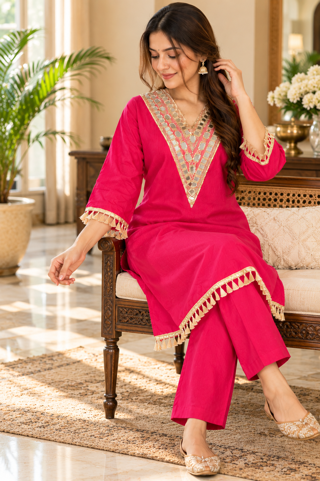 Mirror Work Kurti Co-ord Set 
