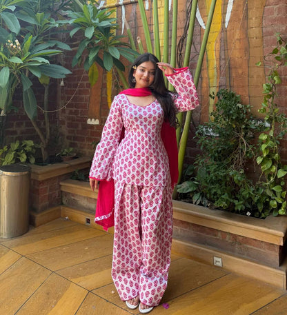  Pink Floral Farshi Salwar Suit 