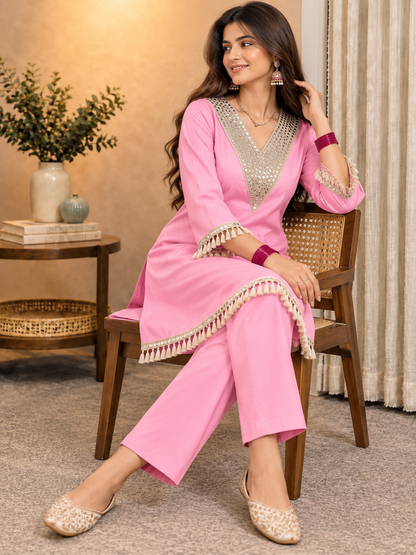 Pink Kaftan-Style Co-ords Set