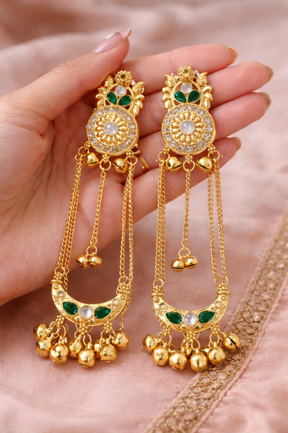 Royal Blue Long Chain Ghungroo Earrings