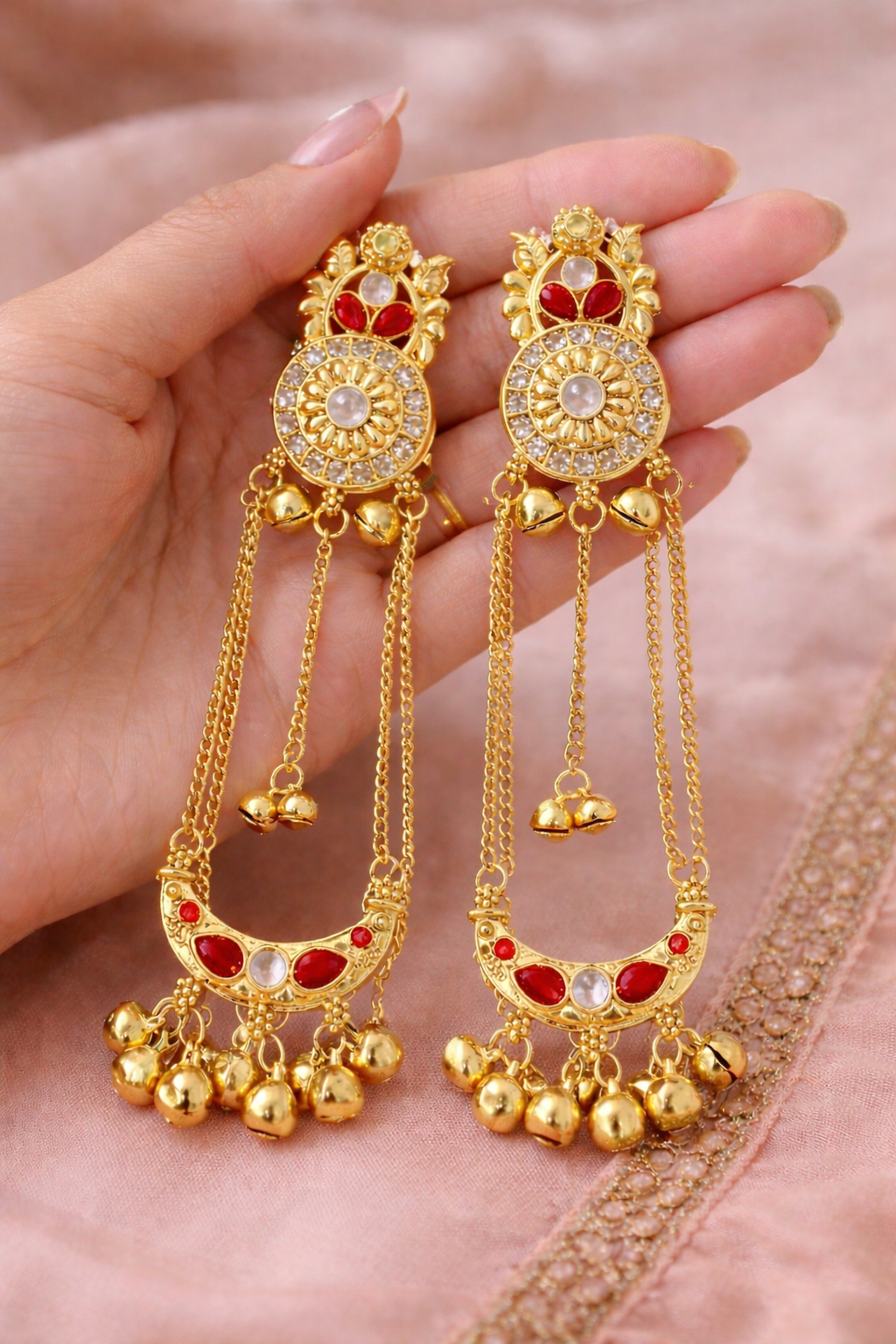 Royal Blue Long Chain Ghungroo Earrings