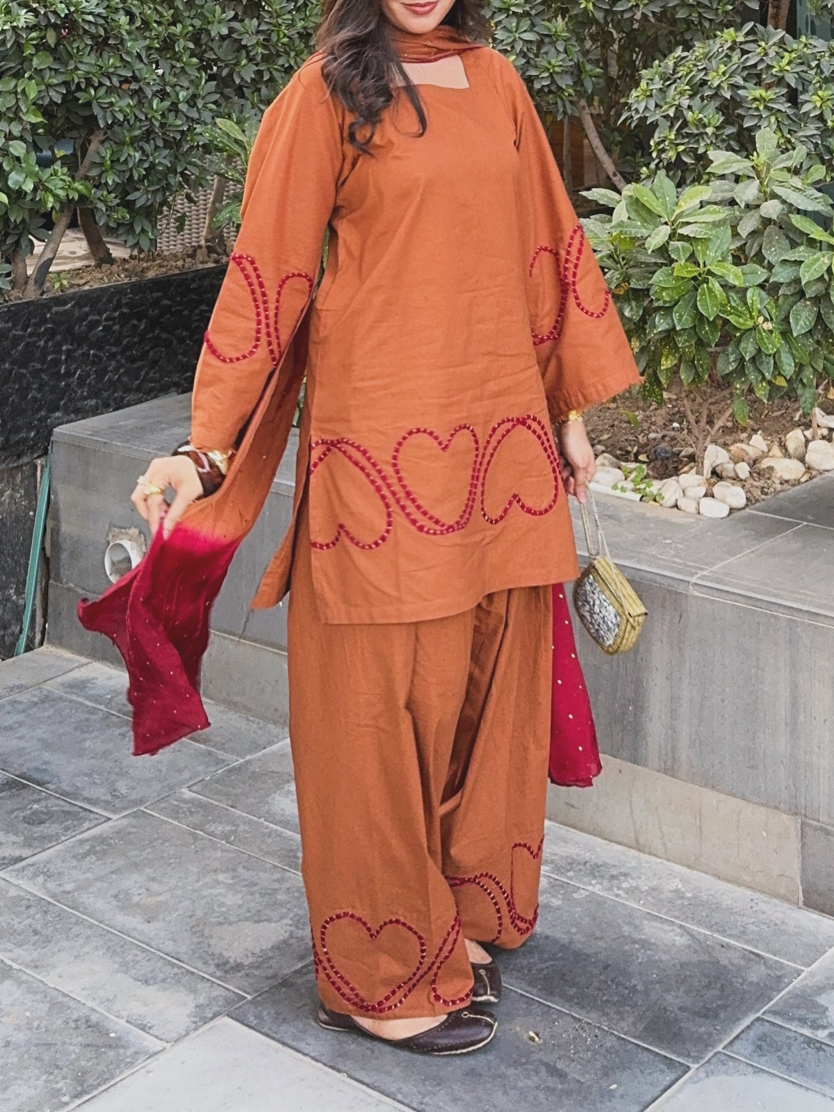 Heart embroidery salwar suit , n Farshi suit salwar, Viral  Farshi Set